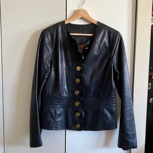 Navy leather Tory Burch Jacket